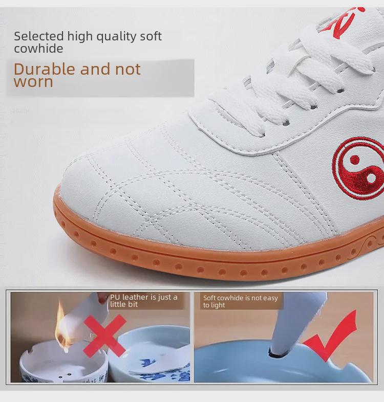 Chenjiagou Tai Chi Kung Fu Sports Shoes: Genuine Leather Martial Arts Training Footwear for Men & Women
