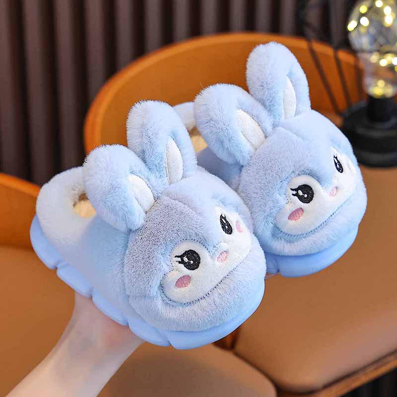 Kids' Winter Indoor Cotton Slippers - Non-Slip, Cute Rabbit Design for Boys & Girls
