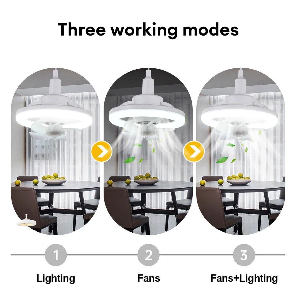 360° Rotatable Ceiling Fan Light 3 Colors/RGB 3-Speed E27 Socket Fan with Remote Control Timer For Bedroom Living Room Lighting