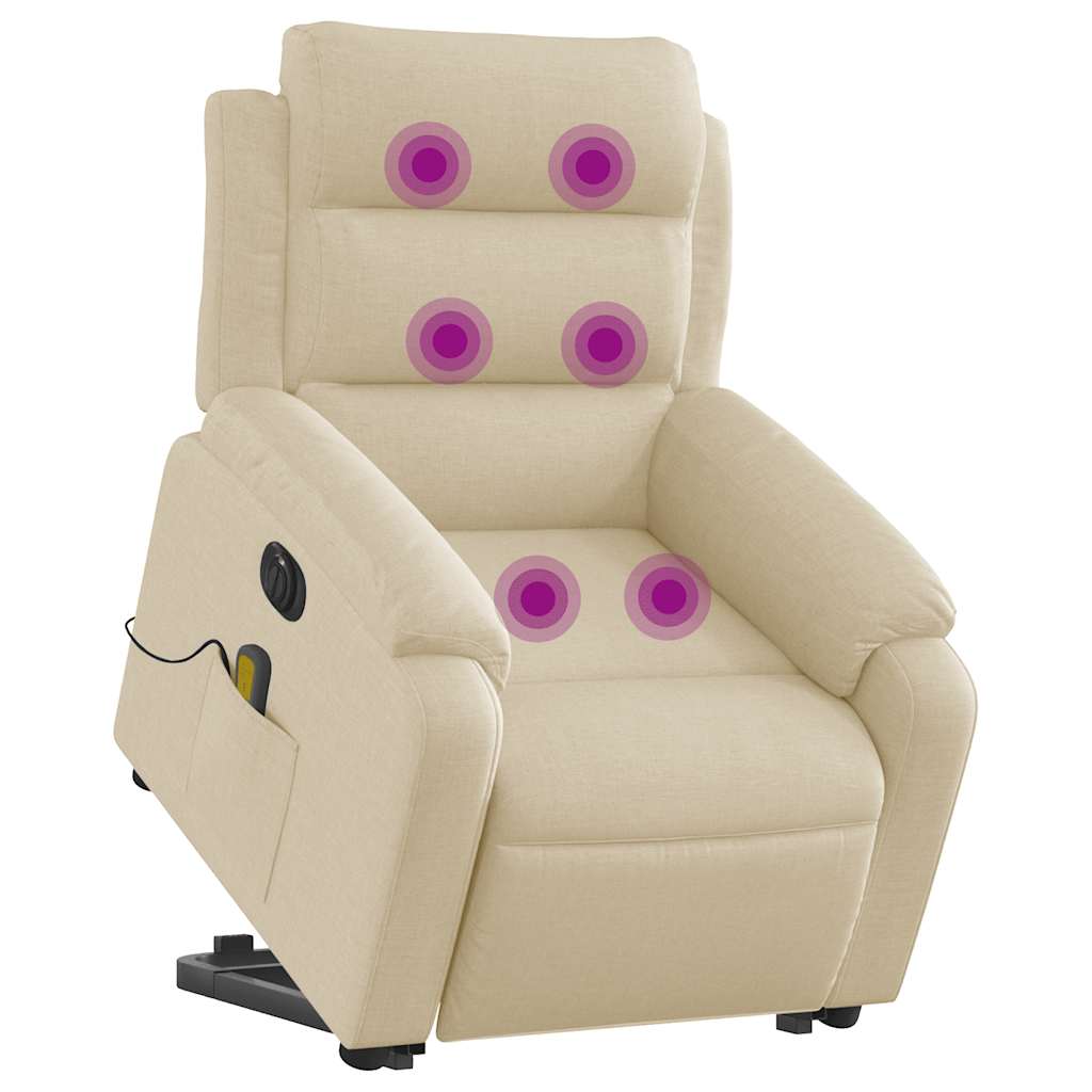 Vidaxl Lift-Up Massage Chair, Electric, Reclining, Cream