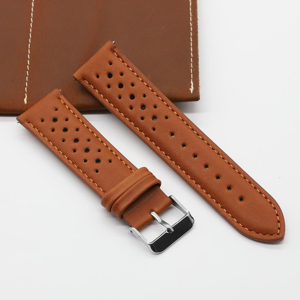 Onthelevel 18 19 20mm Leather Skin Watch Strap 22mm 24mm Soft Black Blue Brown Watchband With Quick Release Bar Wristband #E