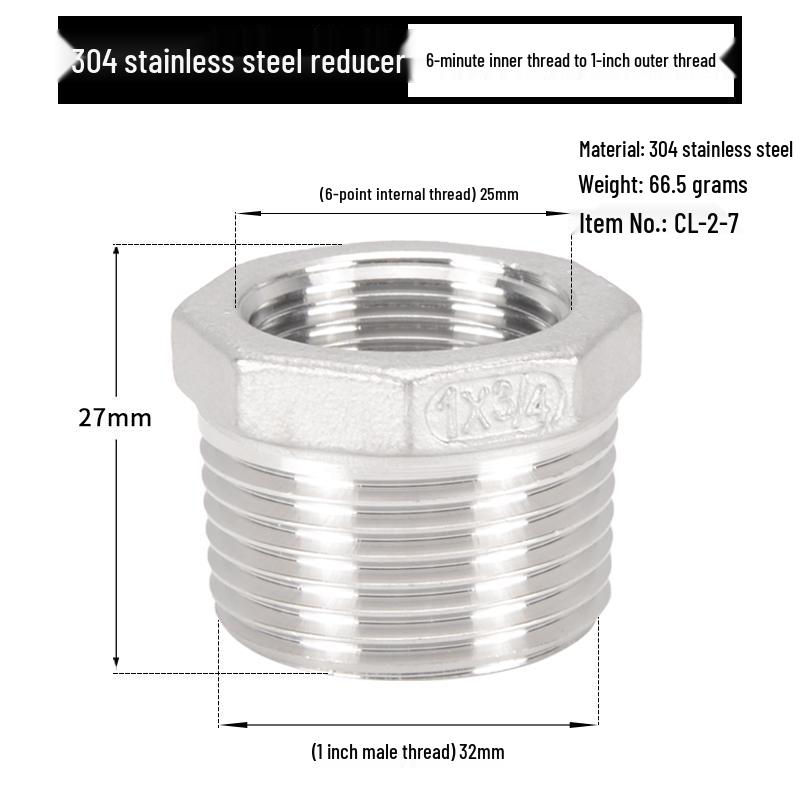 Reductor Buching din Oțel Inoxidabil 304: Reductor de 1,5", 1,2", 1" la 3 minute, 2 minute, 1 minut cu filet exterior și interior