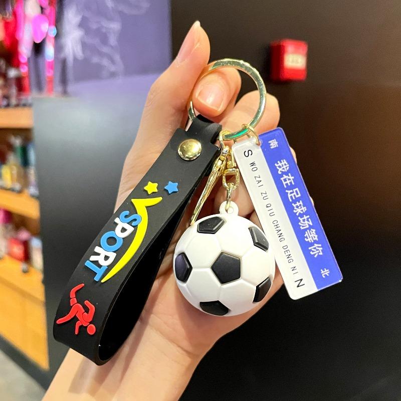 

Creative Football Keychain - Silicone Football Basketball World Cup Fan Gift Keychain with Ring Holder Football