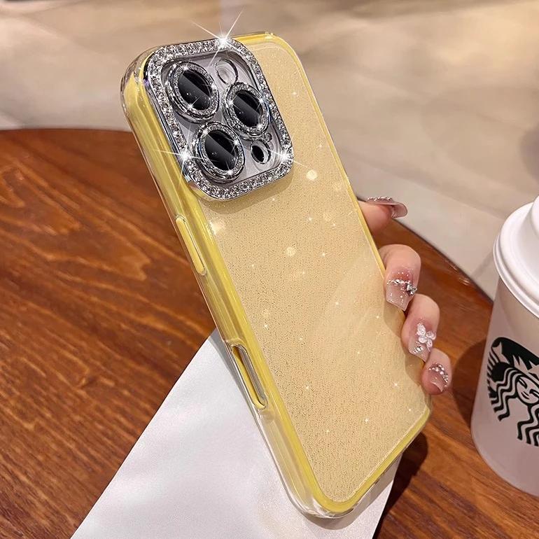 Acryl Glitzer Strass 2-in-1 Bonbonfarbe Hülle für iPhone 16 15 14 13 12 11 Pro Max Plus Juwelenbesetzte Schutzhülle