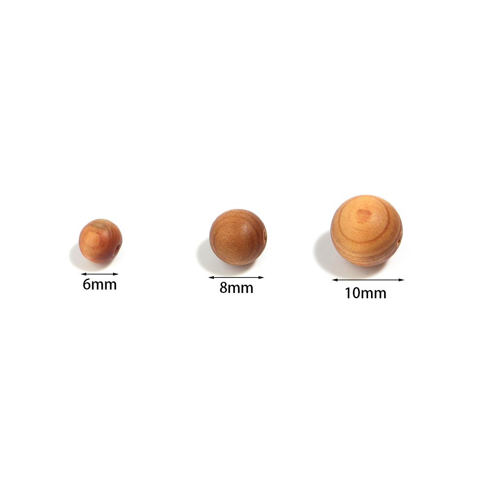 30-100pcs Natural Wooden Beads 6/8/10mm Thuja Round Loose Spacer Wood Beads With Aroma For DIY Jewelry Making Braceelts Necklace