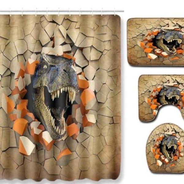 

Цветные Животные Слон Лев Лошадь Ванная Комната Нескользящий Коврик для Пола Занавеска для Душа Ковер Индивидуальность Круто Shower curtain + 45 * 75 three-piece set