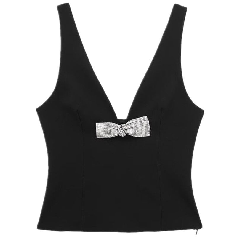 Fashion Style 2024 Spring New Arrival Women's Sling Jewelry Bowknot Decoration Short Top 2805777 800