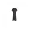Shop   Women Round Waist String Short Sleeve Long Dress Pic Wdr 12033 Black