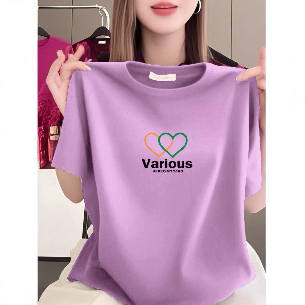 Women's Popular Short-Sleeve Fashion Print T-Shirt, Summer Round Neck Casual, Plus Size, Slimming Mother's Top