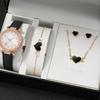 Stylish Watch with Matching Pendant Necklace Chain Bracelet Rings Butterfly Studs Earrings Jewelry Set Alloy Texture