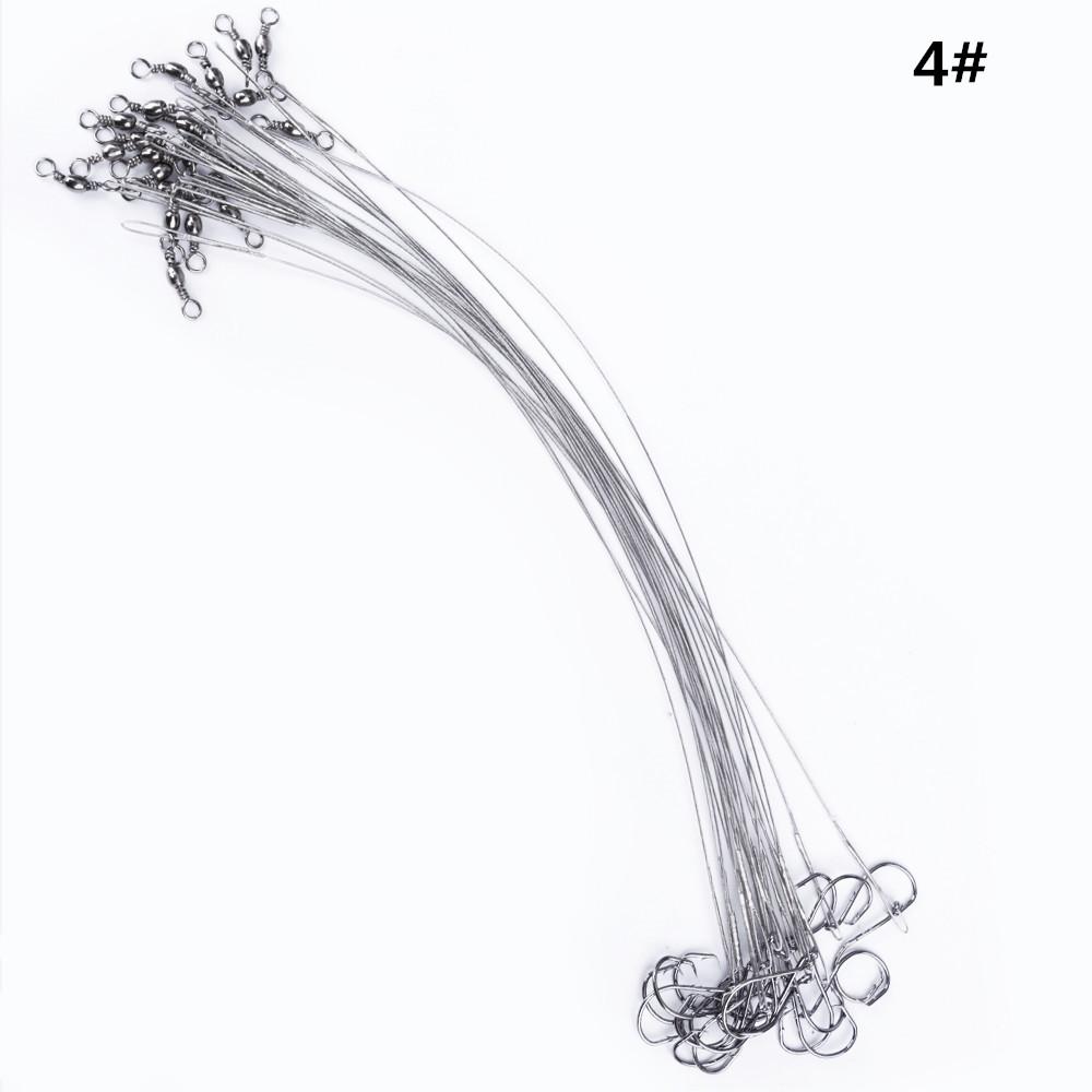 

FISHKING 20 шт. 16/20/25 см, поводки из стальной проволоки против укуса, поводки для рыбалки 50 фунтов с поворотными аксессуарами для рыболовных приманок, щука, окунь 23cm-4#