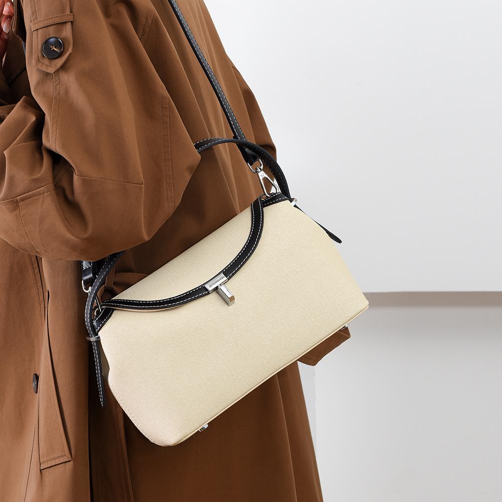 Trendy Simple Contrasting Color Women's Crossbody Bag High Texture Canvas Light Luxury Pillow Bag Leisure Commuting Shoulder Bag for Mother's Day Gift