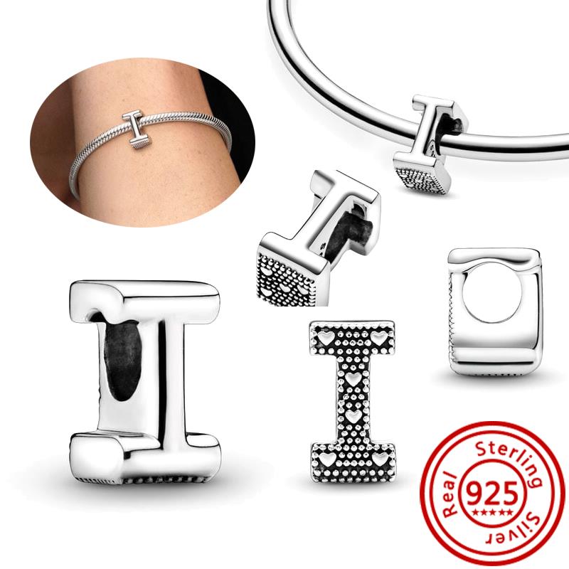 925 Sterlingová měď Čirý zirkon Třpytivé 26 písmen abecedy A-Z DIY Korálky na jméno Vhodné pro originální náramek s přívěsky Pantaro Zirkon