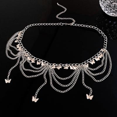 Women Waist Chains Jewelry  Butterfly Belly Body Decoration Metal Multi-Layer Pants Chain Summer Skirt Accessories