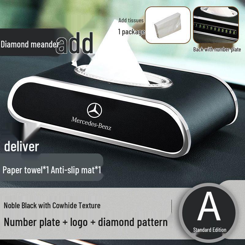 Mercedes-Benz Tissue Box: Compatible with E-Class, A-Class, C-Class, and GLC260 for Car Interior Enhancement