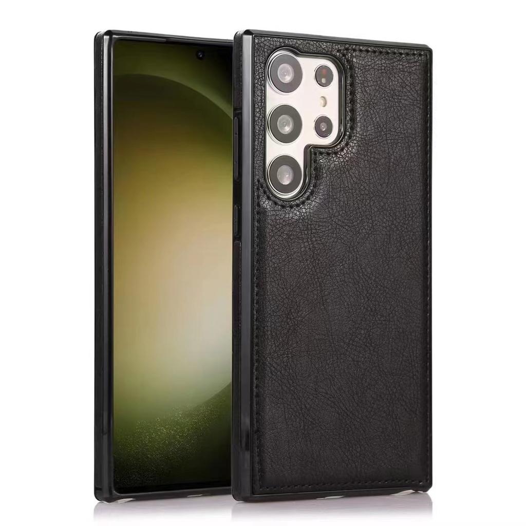 Leather Soft Case for Samsung S26 Mobile Phone Case iPhone17 Plain Leather S25 FE Anti-drop Case, Leather Protective Case