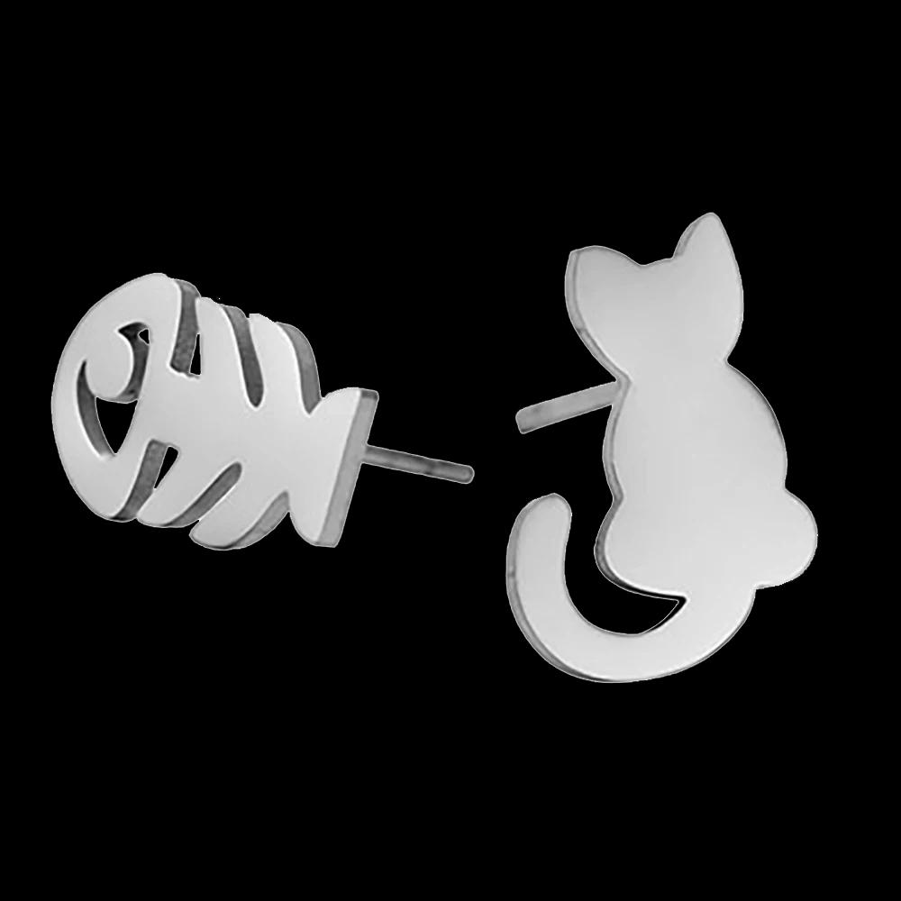 

LIKGREAT Hollow Lion King Stud Earrings Women Cute Animal Wolf Cat Bird Fox Earring Stainless Steel Jewelry Valentine s Day Gift Steel Color