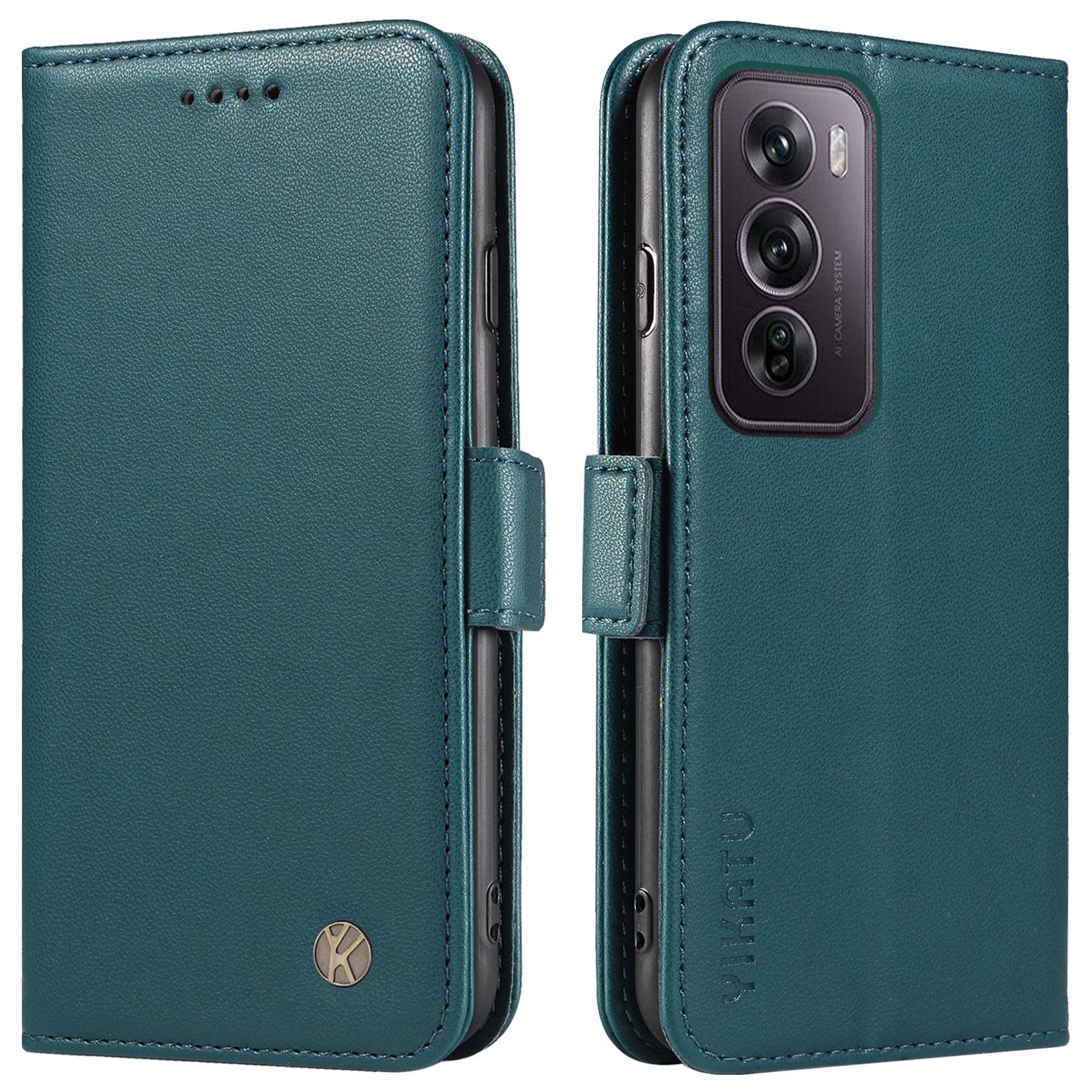 

For Oppo Reno12 Pro 5G (Global)/(China) Case Side Clasps Anti-Drop Leather Phone Cover Green