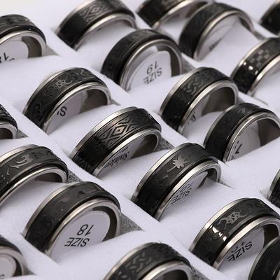 5Pcs Rotatable Mixed Stainless Steel Ring Stainless Steel Ring Mixed Titanium Steel Ring