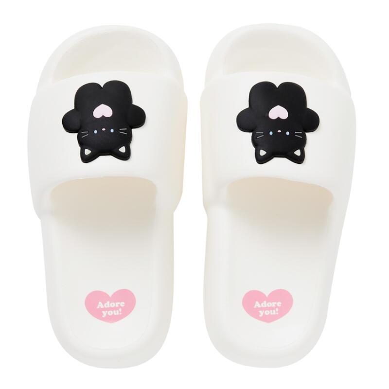 Black cat heel slippers