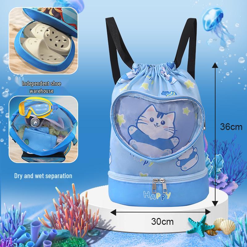 Kinder Wasserdichter Schwimmrucksack: Jungen-Kulturbeutel und Mädchen-Strandtasche mit Trocken-/Nass-Trennung