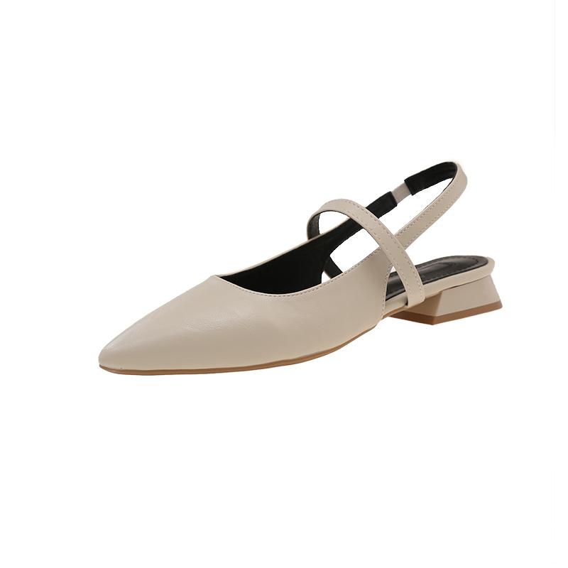 Baotou Sandals Women's Summer New Fashion with Skirt Pointed Toe Shallow Mouth Mary Jane Square Heel Shoes