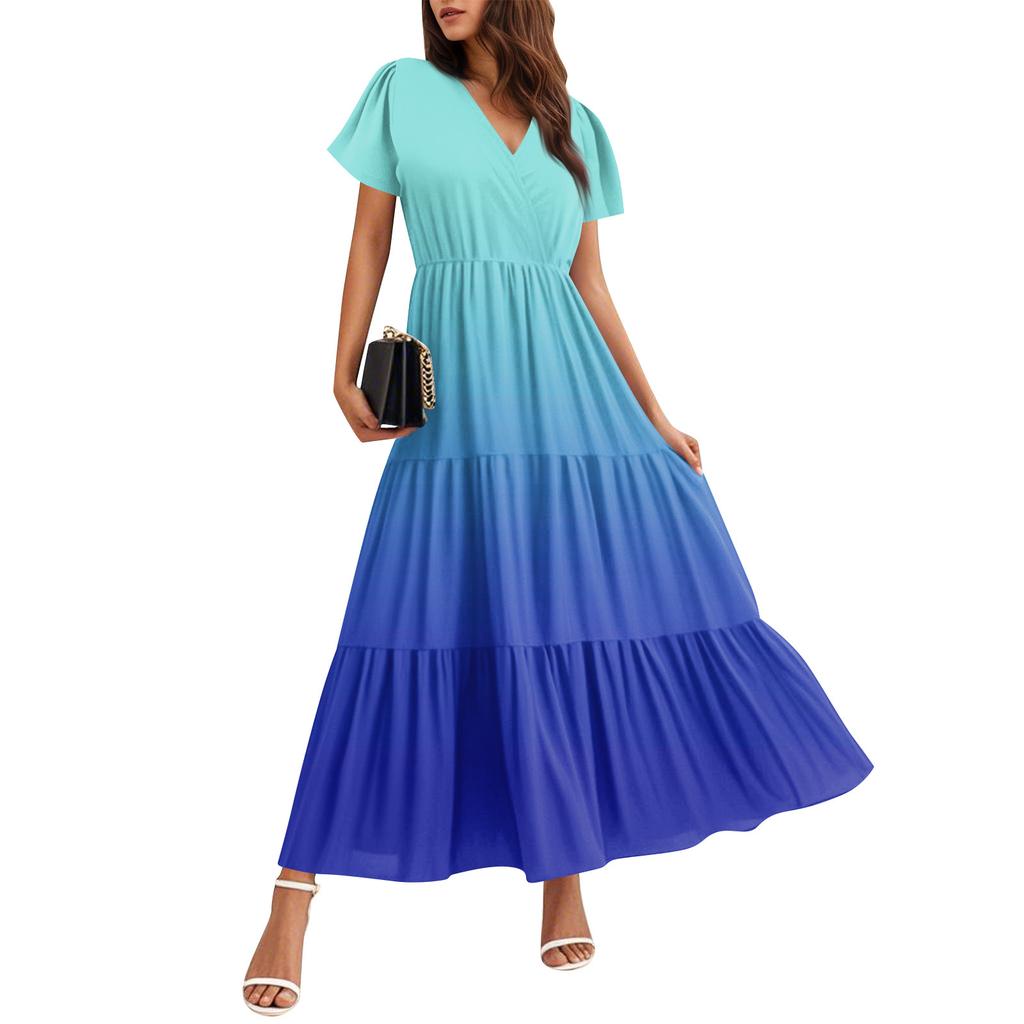 Women's Flowy Dresses Women's Summer Dresses Casual Short Sleeve Maxi Dresses Formal Maxi Dresses