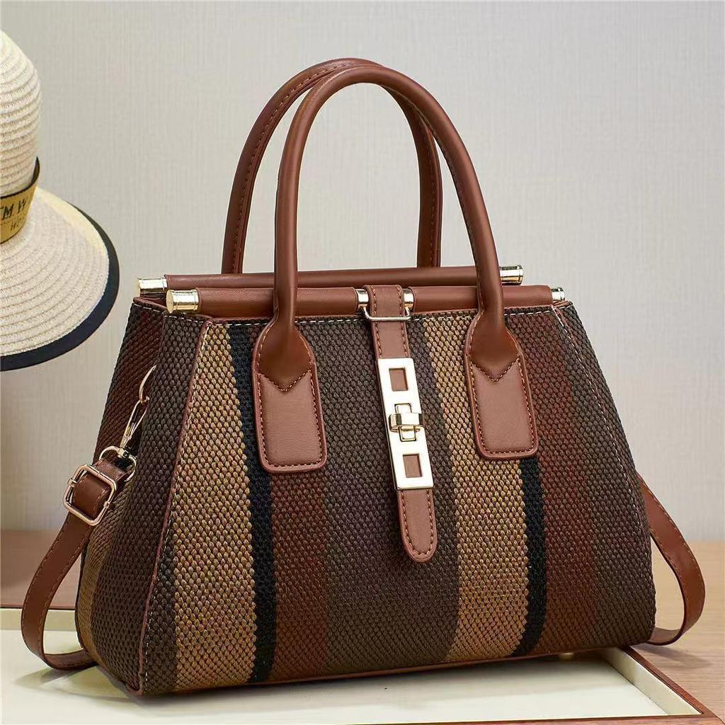 2024 Plaid Color-Block Women's Crossbody Handbag - Imitation Woven, Large Capacity, Fashion Forward