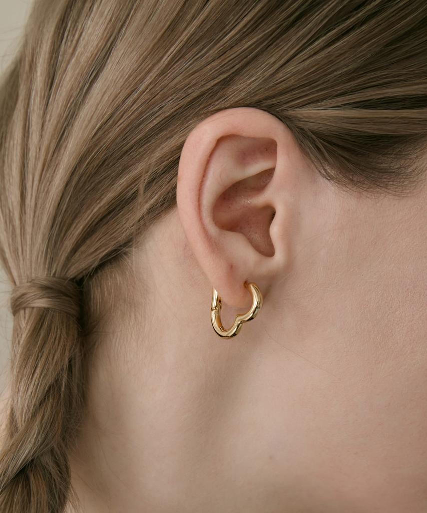 Dmoment (18K Gold Plated) Soft Heart Ring Earrings