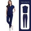 Women's Loose and Comfortable V-neck Short Sleeved Workwear with Multiple Pockets and Beauty Suit Set