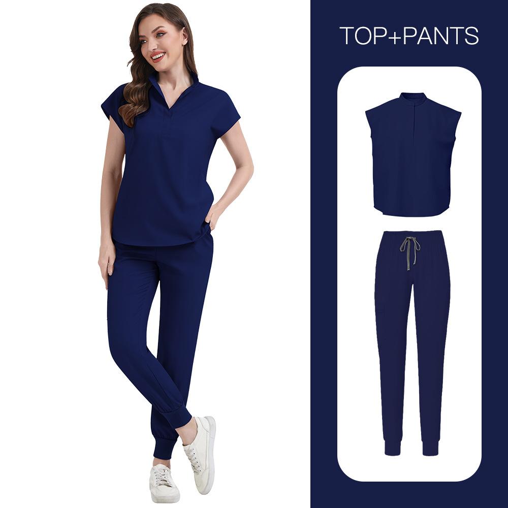 

Women s Loose and Comfortable V-neck Short Sleeved Workwear with Multiple Pockets and Beauty Suit Set S