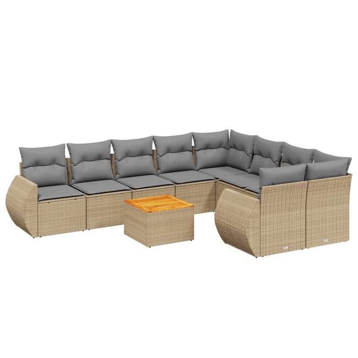 VidaXL Garden Lounge Set with Cushions 10 Pcs, Patio Sofas, Patio Furniture Set, Outdoor Furniture, Beige 3257494