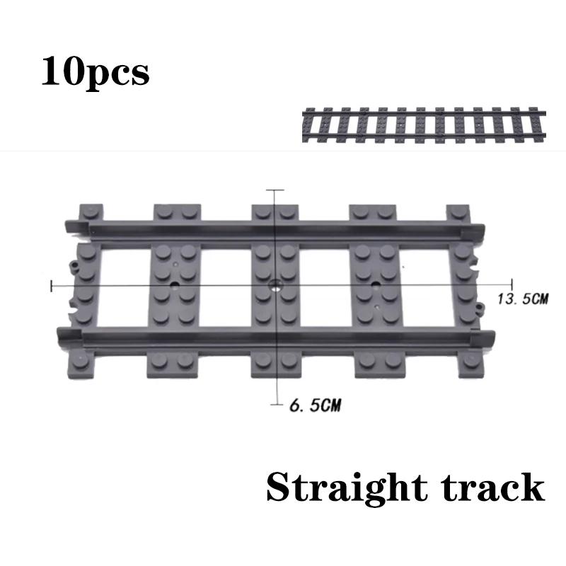 City Train Parts Tracks Train Station Bricks Railway Buffer Stop Model Rails Straight Curved Railways Building Blocks MOC Toys