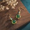 2021 New Chinese Style Gold Plated Chalcedony Agate Dangle Earrings for Women