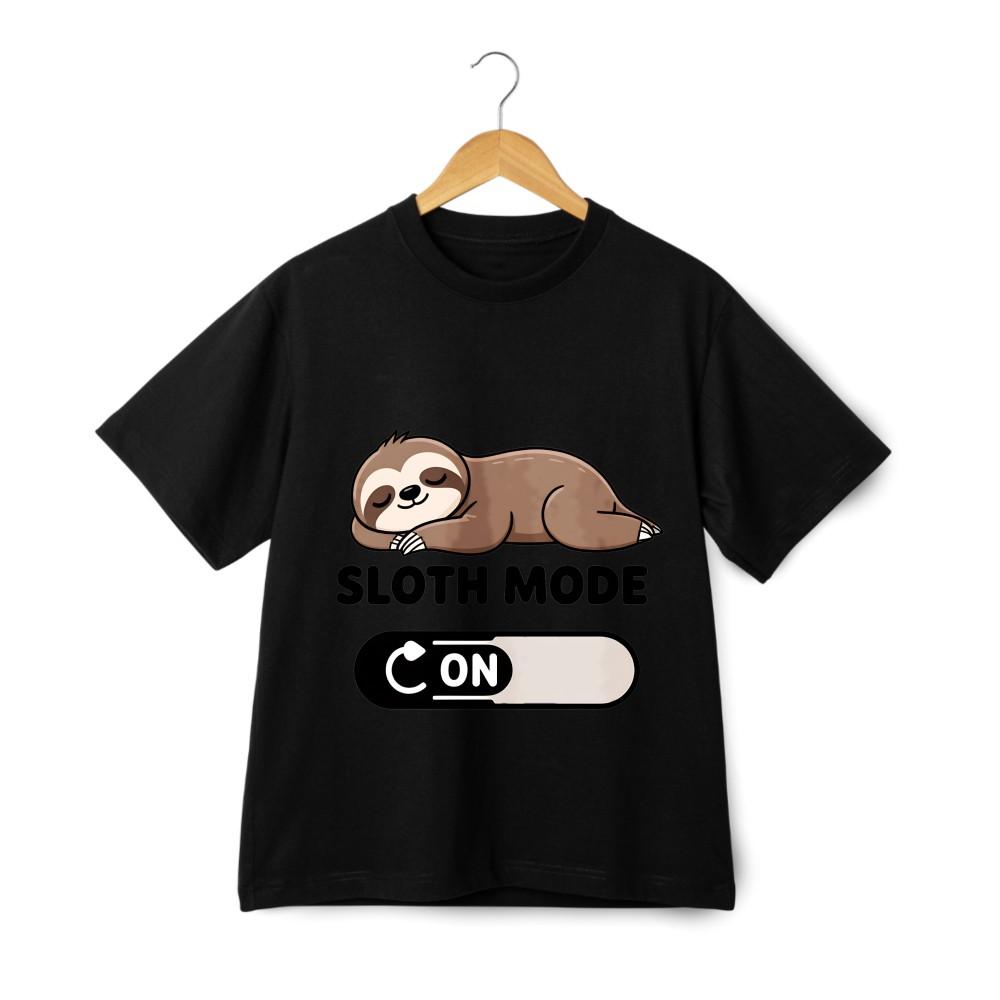 Sloth Mode ON Graphic T-Shirt-Cute Lazy Sloth Unisex Casual Tee S