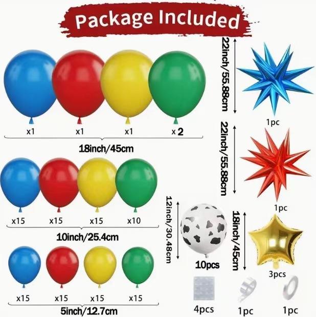 Exploding Star Blue Yellow Latex Balloon Chain Set Boy Birthday Party Scene Decoration