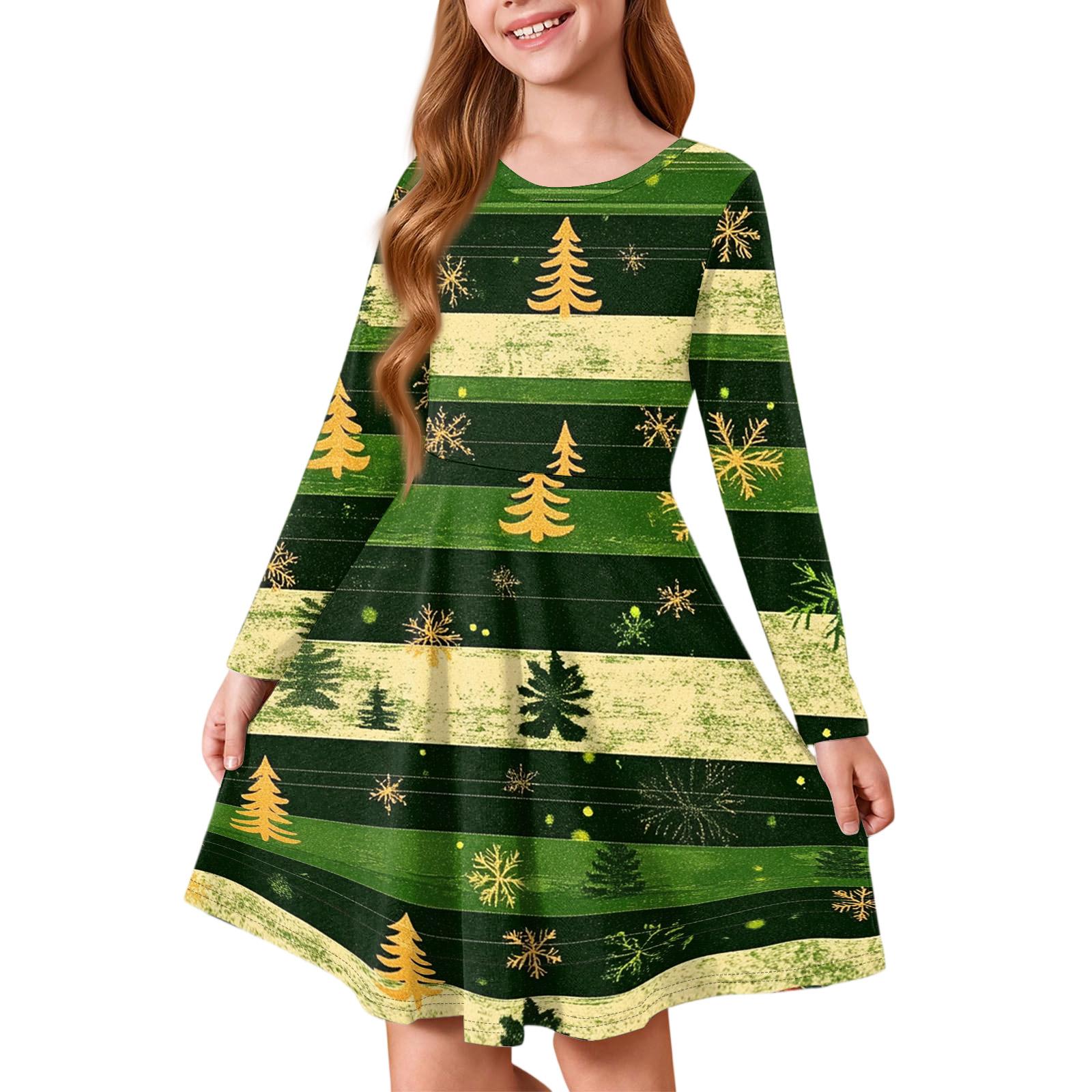 

Платье принцессы для девочек - Платье-футболка А-силуэта с длинным рукавом на Рождество 120