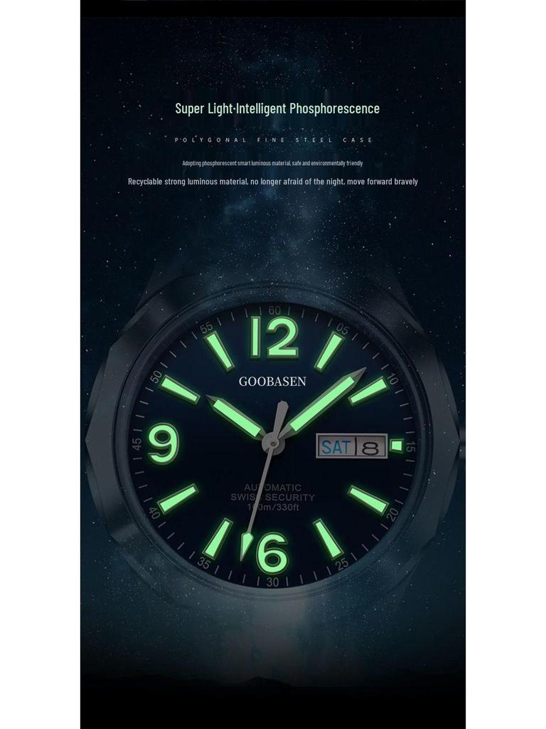 Gubaisen Men's Waterproof Quartz Watch with Calendar Feature