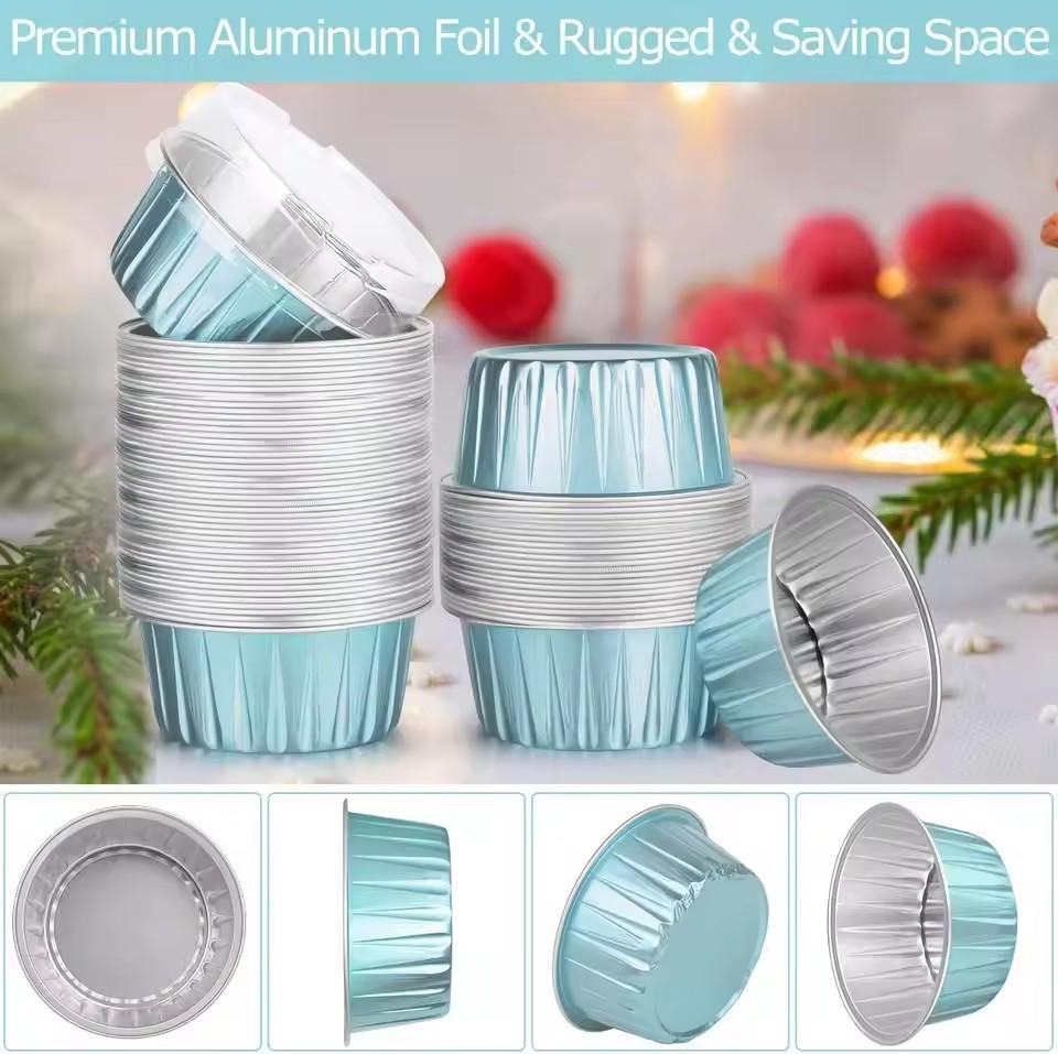 50 Unidades Mini Forminhas de Bolo Forminhas de Alumínio para Cupcake Forminhas de Papel para Assar Caixas para Muffins Forminhas de Pudim Antiaderentes para Sobremesa Ferramentas de Cozinha