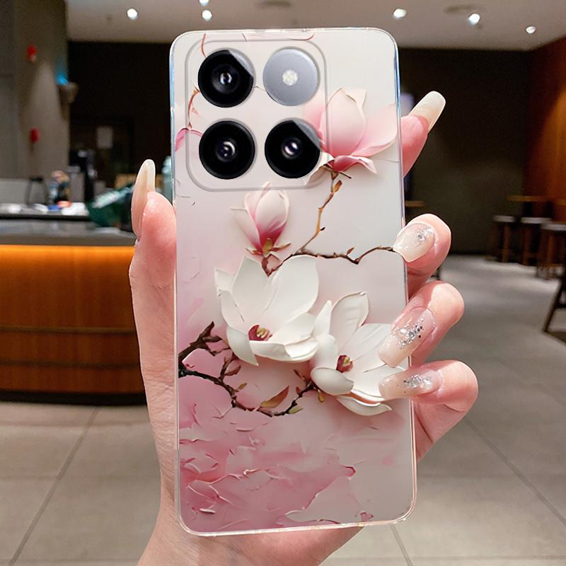 For Xiaomi 14T / Xiaomi 14T Pro Case Clear Luxury Fashion Butterfly Flower Soft TPU Silicone Casing Cover Transparent Phone Case