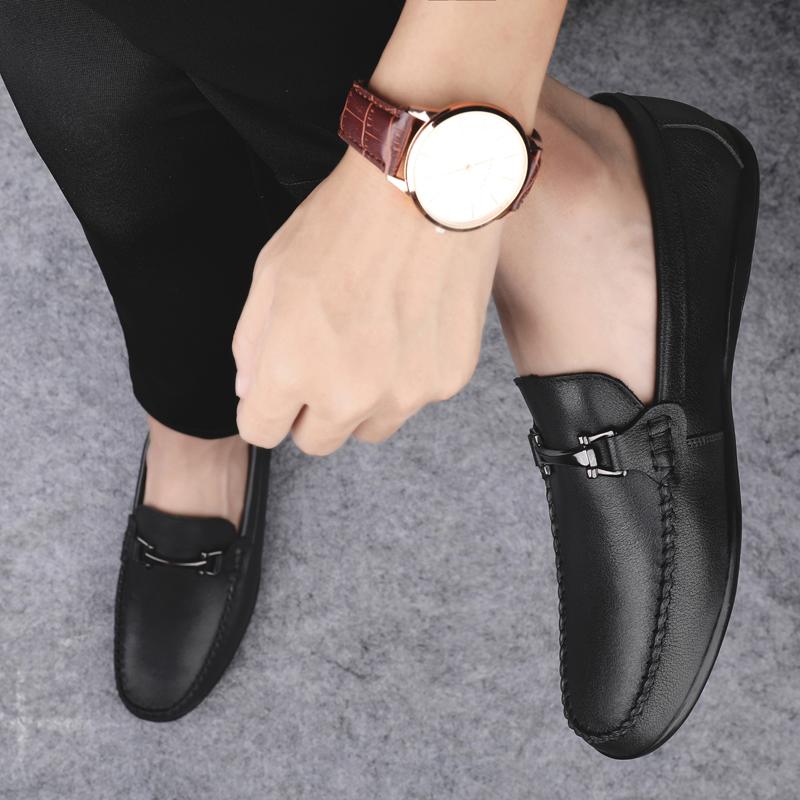 Fashion 2004 New Arrival Men Dress Loafers Male Casual Leather Shoes Mens Breathable Round Toe Male Comfortable Slip on Round Toe Shoes