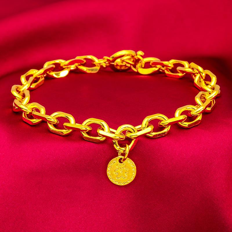 

Роскошный браслет с звеньями O 18 KT для женщин, круглый браслет с подвеской из чистого золота, матовый браслет на годовщину свадьбы, ювелирные украшения, подарки