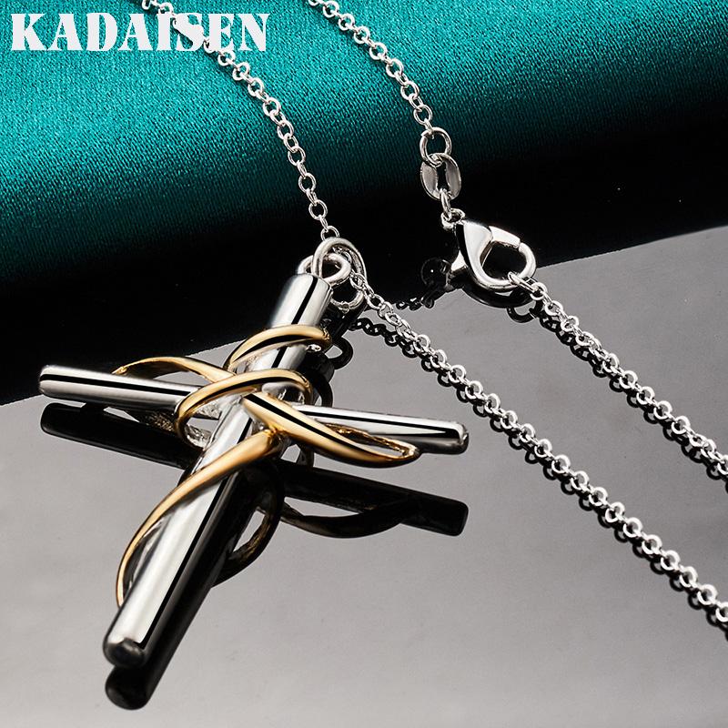 925 Sterling Silver Cross 16-30 Inch Pendant Necklace for Women Wedding Engagement Fashion Jewelry