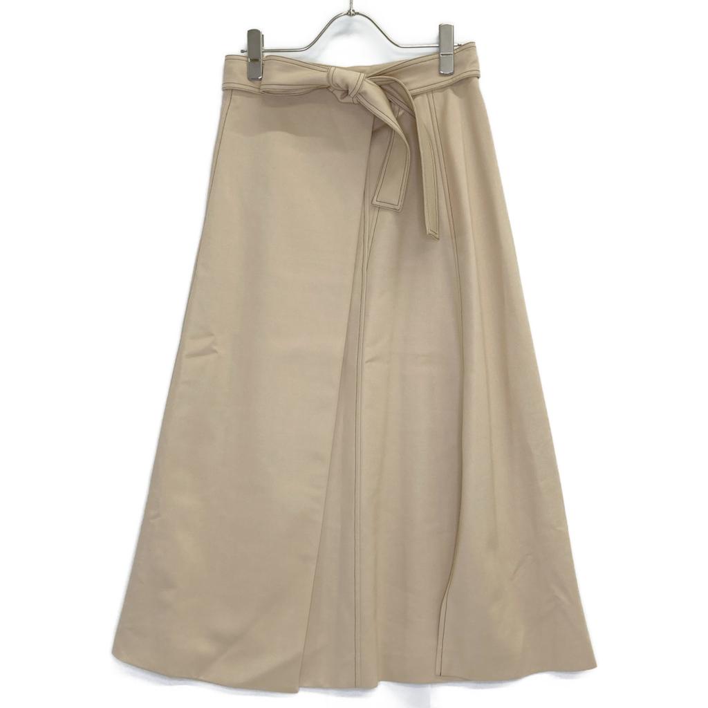 Sportmax 210604936 Beige Viscose X Virgin Wool Belted Wrap Long Skirt Skirt 38 beigeUsed