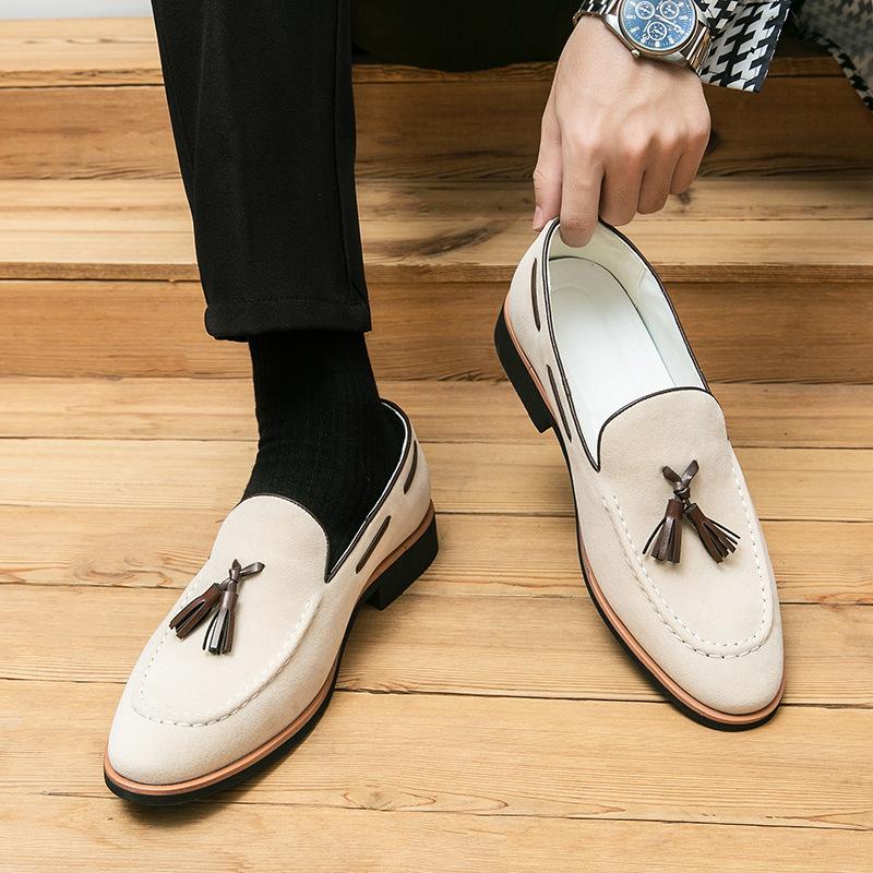 Pantofi de Rochie la Modă Bărbați Britanici Suedez Cusături Vârf Rotund Ciucure Slip on Clasici Modă Mocasini de Afaceri Pantofi de Nuntă Zapatos Hombre