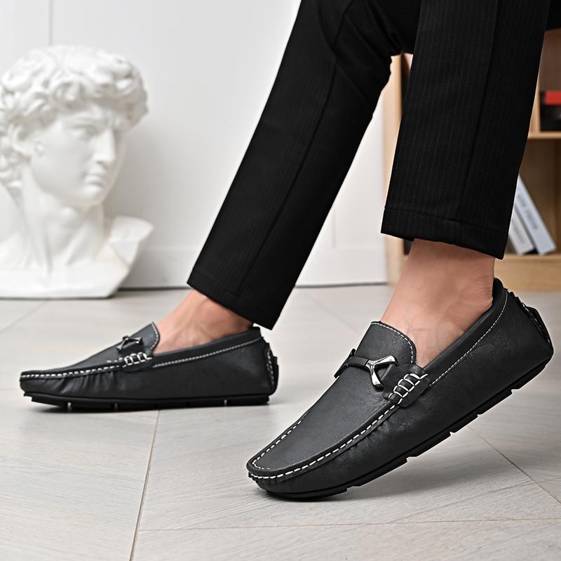 All-match Male Moccasins Flats Genuine Leather Men Shoes Casual New Brand Formal Mens Loafers Breathable Slip on Male Boat Shoes