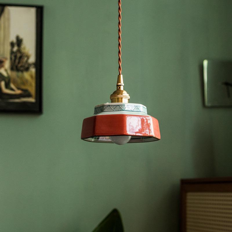 Chinese Retro Teahouse Ceramic Pendant Lamp: Ancient Style for Bedroom or Dining Room