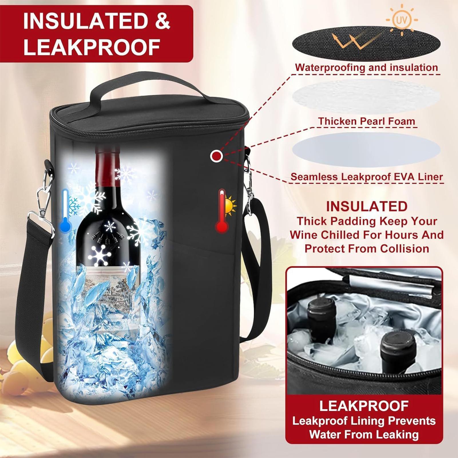 

Wine Cooler Bag 2 Bottle Wine Cooler Carrying Case Leakproof Insulated Beer Pouch Chiller Carrier Bag with Adjustable Strap China Mainland