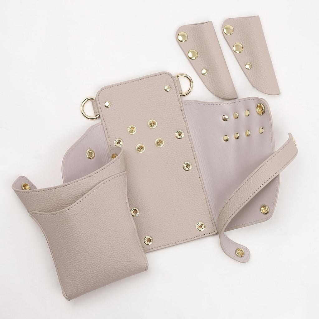 DEEDS Luxury Style Sienna Scissor Case with Light Greige Holds for Hairdressers and Trimmers Chain, (Grained), 4-6 Scissors,