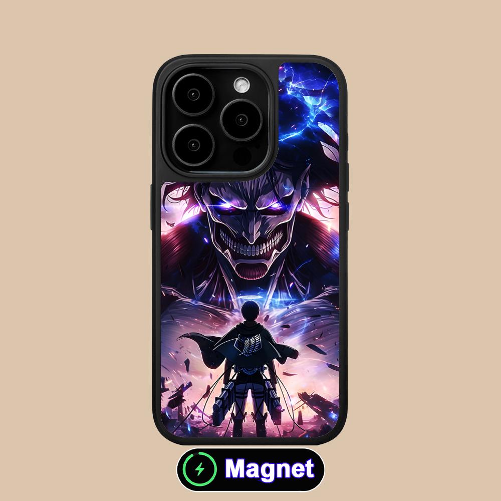 AOT Eren Yeager Matte Surface Magsafe Mobile Phone Case for iPhone 17 16 15 14 13 12 11 Air Pro Max Plus Colorful Cover